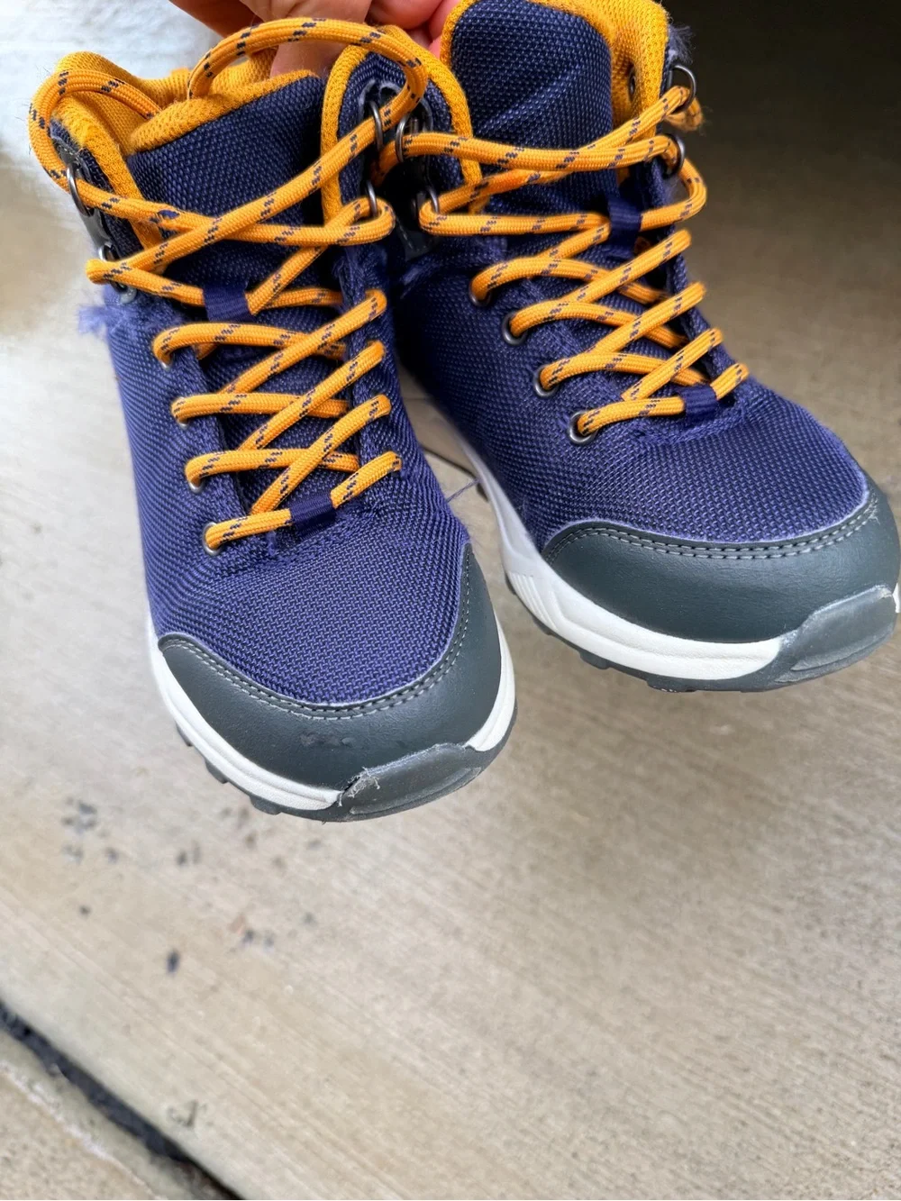 Navy and Orange High-Top winter Sneakers Boots